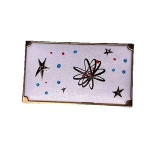 Mid‎ Century Vintage Evan's Atomic Enamel Jewelry Trinket Gold-tone Starburst